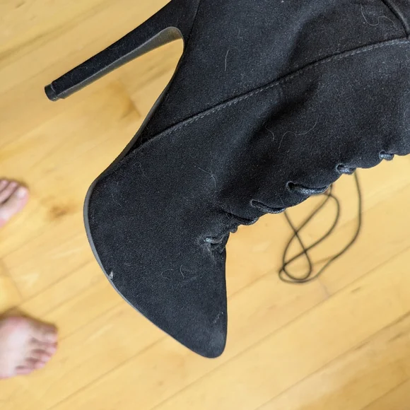 Black Over-the-Knee Lace-Up Boots - Picture 5 of 7